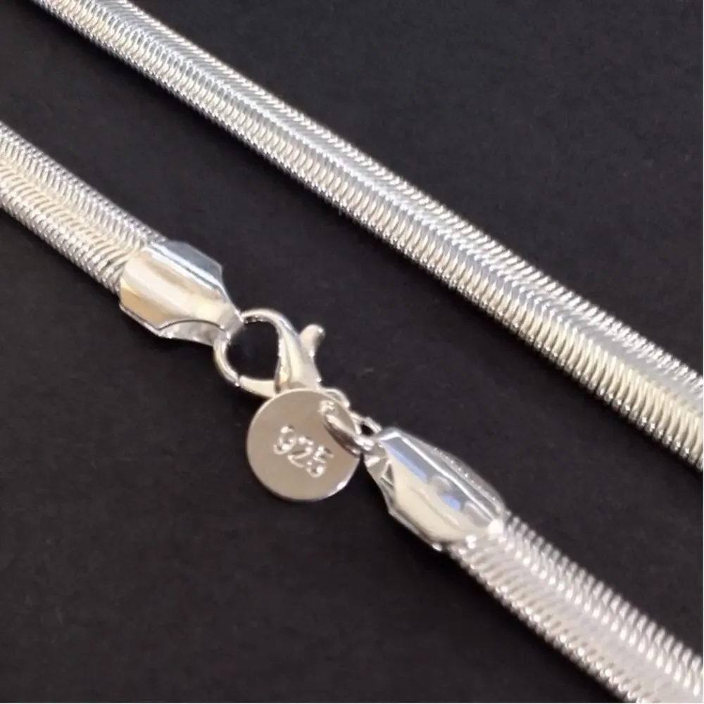 925 Sterling Silver Necklace & Bracelet Set Snake Chain Christmas Birthday Gift!